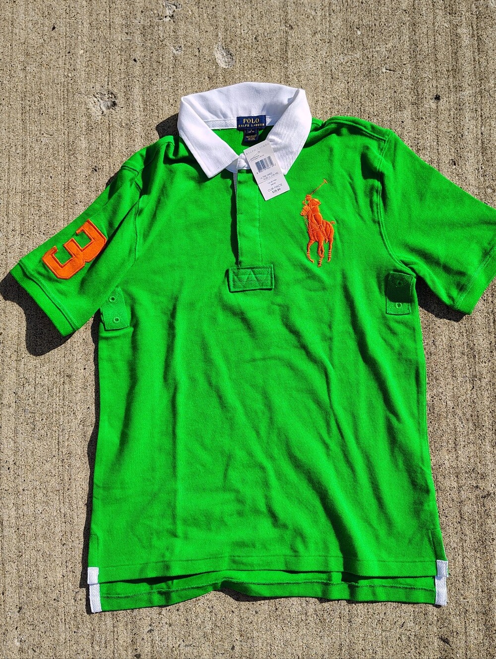 Polo Ralph Lauren Boys 14-16 Big Pony Rugby Shirt Green Polo Short Sleeve NWT